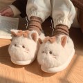 Miniatyrbild 1 av 3: Söta tecknade katttofflor Dam fluffiga päls tofflor inomhus hem skor tjock sula bekväma djur tofflor vinter Kawaii 24.5cm