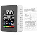 Miniatyrbild 3 av 3: Digital termometer fuktighetsmätare koldioxid luftkvalitetsmonitor 5 i 1 vit