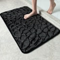 Miniatyrbillede 1 af 5: Antiskrid bademåtter i memory foam stretch, absorberende maskinvaskbart badeværelsestæppe, badeværelsesbruser måtte, 40 x 60 cm, sort