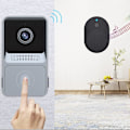 Miniatyrbilde 5 av 5: Grå - Trådløs videodørklokke, Wi-Fi smart videodørklokke, nattsyn, dørklokke-sett med HD-video, skylagring
