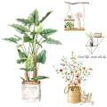 Miniatyrbilde 1 av 4: Veggklistremerker Tropiske Blader Blomster Veggmaleri Veggmaleri Klistremerker Palmeblader Grønn Plante For Soverom Stue Sofa