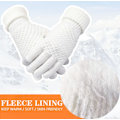 Miniatyrbild 3 av 5: 2 par dam vinter touch screen handskar termisk fleecefodrade stickade handskar elastisk manschett vinterhandskar