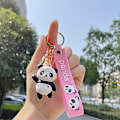 Miniatyrbillede 2 af 5: (Pink) Nøgleringstilbehør - nøglesnor - sød tegneserie vinkende panda nøgle - vinkende dyrenøglering - nøgleringstilbehør