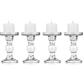 Miniatyrbilde 1 av 5: 4 stk. glasslysestaker, (8 8,5 14 cm) Lysestake med rund base, stabil holder for koniske lys, moderne borddekorasjon for hjemmefest We