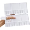Miniatyrbillede 2 af 5: Hvid - 1 stk. plastikpalet, foldepalet, kunstnerpalet, rektangulær penselholder med tommelfingerhuller, velegnet til studerende, der er begyndt
