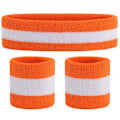 Pikkukuva 1 / 5: Hikinauhasetti (3 kpl) Urheilupannat Rannehihnat Hikinauhat Froteekankainen Rannehihnat Urheiluhinaukset ja -pannat (Oranssi Valkoinen Oranssi)
