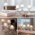 Miniatyrbilde 5 av 5: 4 stk. glasslysestaker, (8 8,5 14 cm) Lysestake med rund base, stabil holder for koniske lys, moderne borddekorasjon for hjemmefest We