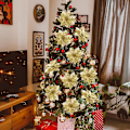 Miniatyrbild 4 av 4: 10 stycken julstjärnor i konstgjord glitter, juldekorationer, glitterjulstjärnor, julpynt, julgransblommor