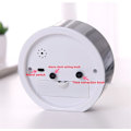 Miniatyrbild 5 av 5: Displayklocka rund liten väckarklocka snooze tyst svep väckarklocka skrivbordsklocka batteridriven kompakt bärbar reseväckarklocka digital klocka