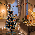 Miniatyrbilde 3 av 4: Julekulepynt med forhåndsfestede julepynt til juletre, oransje julepynt til oppheng