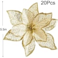 Miniatyrbillede 4 af 4: 20 stk. Jule-Juleblomster, Kunstige Blomster Glitter Juleblomster Juletræspynt til Julepynt, Guld