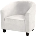 Miniatyrbilde 1 av 5: Tub Club Stoltrekk Semi-Rund Armstol Trekk Vaskbar Myk Stretch Fløyel Sofa Trekk Møbelbeskytter for Bar Disk (Hvit)