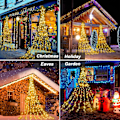 Miniatyrbild 2 av 5: Ljusstark julstjärnekrans, 344 LED-lampor, 8 lägen och vattentät IP44, utomhusfönsterdekoration för julgran, bröllopsnatt (