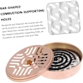 Miniatyrbillede 4 af 5: Diameter 13,5 cm sølvfarvet 2 stk rustfrit stål spoleboks bærbar brænder spole stativ spole røgelse brænder anti-skoldning spole brænder praktisk røgelse