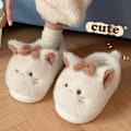 Miniatyrbild 2 av 3: Söta tecknade katttofflor Dam fluffiga päls tofflor inomhus hem skor tjock sula bekväma djur tofflor vinter Kawaii 24.5cm