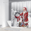 Miniatyrbild 2 av 5: Julklappsduschdraperi 150*180cm, Tomte Duschdraperi Vattentätt Polyester Duschdraperi med 12 Krokar för Juldekoration, Badrum C