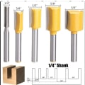 Miniatyrbild 1 av 3: 5-delad uppsättning raka trimmerbits gul utrikeshandel export fin rak router