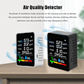 Miniatyrbilde 4 av 5: Innenlands luftkvalitetsdetektor Multifunksjonell CO2-tester med karbondioksid PM2.5 TVOC HCHO-verdi HUNTLE MUNITITY Temperaturvisning LCD Farge Relat