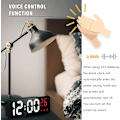 Miniatyrbild 3 av 5: Digital väckarklocka, 6,7\" LED digital väckarklocka med temperatur/röstaktiverad/icke tickande/snooze/datumtid justerbar ljusstyrka för barn