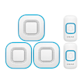 Miniatyrbillede 1 af 5: Trådløs dørklokke, smart LED-dør til ho, 3 klokker, 2 knapper, hvid