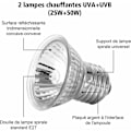 Miniatyrbillede 4 af 5: Kit varmelampe til skildpadder Earth's Turtle Varmelampe med 2 UVB 25W 50w pære Lampe Turpk Lang 360 Rotation til krybdyr skildpadder Firben Kamæleon Slanger