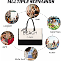 Miniatyrbild 4 av 5: Extra stor sommarstrandväska Tote väskor kvinnor Oversized XL Sandproof dragkedja Handväska Vattentät semester Canvas Monogram Personliga presenter Strand Plea