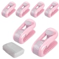 Miniatyrbild 1 av 5: 6-pack täcke duntäcke klämma, hög elastisk täcke klämma täcke hållare halkfri säkerhetsnål med plast presentask (rosa)