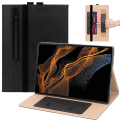 Miniatyrbillede 1 af 5: (Sort) Beskyttende Etui til Samsung S8Ultra, Håndledsrem Holder, Faldbeskyttende TabS7FE, Horisontalt og Vertikalt Roterende Tablet Etui med Pen Slo