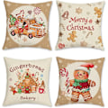 Miniatyrbilde 1 av 5: 4 Stykker Julepute Putetrekk Pepperkake 45 x 45 cm Lastebil Jul Bakeri Polyester Dekorativt Putetrekk For Sofa Soverom Hjem Vinterdekorasjon