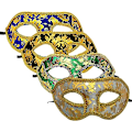 Miniatyrbild 1 av 5: Venetiansk mask, 4-delad maskeradmaskuppsättning för fester, balsal, karnevaler