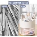 Miniatyrbillede 3 af 5: Drejelig penneholder 360 grader med skuffe, 5 rum skrivebord fast kosmetisk makeup børsteholder