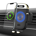 Miniatyrbilde 1 av 4: Trådløs bilholder for lader, sensor automatisk klemming, for bilens luftventil, passer til iPhone 14 Pro 13 12 XS Samsung S21/S22Ultra, svart