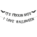 Pikkukuva 1 / 5: Halloween-banneri, musta glitter Halloween-seppeleen banneri lepakko-kyltillä, Happy Halloween -juhlan koriste, kummitustalo, kodin seinä, takka, juhlatarvikkeet