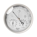 Miniatyrbillede 1 af 4: Analogt vejrstation til indendørs og udendørs med ramme i rustfrit stål i elegant design - bestående af barometer, hygrometer og termometer（）