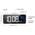 Miniatyrbillede 5 af 5: Digitalt vækkeur med LED-display, USB-opladningsport, lydstyring, alarmtoner, justerbar lydstyrke og lysstyrke, 12/24 timer, snooze-funktion, B