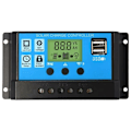 Miniatyrbilde 1 av 5: Ladekontroller for solcellepaneler, 12 V/24 V, 30 A, LCD-skjerm, to USB-porter