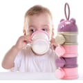 Miniatyrbillede 2 af 5: Lilla - formelmælksdispenser, 4 rum formelmælksdispenser, stabelbar formelmælksdispenser, bærbar baby formelmælksdispenser
