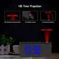 Miniatyrbild 4 av 5: LED projektionsväckarklocka med USB-kontroll, FM-radio med variabel intensitet, skrivbordsklocka med roterande projektor, dubbellarm, snooze-funktion - blå