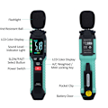 Miniatyrbillede 2 af 5: Fy8837 decibelmåler med A/C-vægtning, 30-130 DB digital lydmåler, højpræcisions bærbar støjmåler med LCD-farveskærm, husholdningsstøj