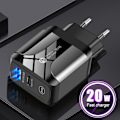 Miniatyrbillede 2 af 5: PD20W hurtigoplader 5V3A europæisk opladerhoved type-c QC3.0 hurtigopladeradapter