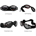 Miniatyrbillede 3 af 5: Hunde Goggles, Solbriller til kæledyr, Sammenfoldelige Hunde Goggles UV Beskyttelse Solbriller (Sort)