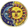 Miniatyrbild 1 av 5: Broderad applikation Sol Måne och Stjärnor Broderad Stryk-på-lapp 8cm