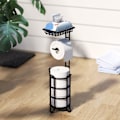 Miniatyrbilde 4 av 5: Toalettpapirholderstativ Toalettpapirrulldispenser med baderomsoppbevaring for reserve Jumbo-ruller - Svart