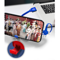 Miniatyrbilde 4 av 5: Blå teleskopisk oppbevaringsstativ, tre-i-ett ladekabel, en-til-tre datakabel