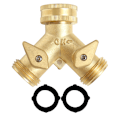 Miniatyrbillede 1 af 5: Heavy duty solid messing slange Y-afgrener, slangehane afgrener, 3/4 tommer messing slange adapter konnektor lukkeventil, slange sokkel adapter 2 ventiler, plu
