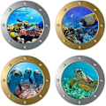 Miniatyrbild 1 av 5: Undervattensvärld Väggdekaler, undervattens väggdekal, 3D tropisk marin väggdekal fiskdekal för vardagsrum, havsdekal väggdekoration för