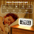 Miniatyrbild 5 av 5: Digital väckarklocka, digital klocka med ljus övre snooze-funktion 2 alarm 12/24h drivs av USB vit