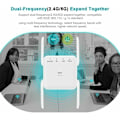Miniatyrbild 4 av 5: Kraftfull WIFI-repeater 1200MBPS Extender Dubbel 5 GHz och 2,4 GHz dubbelband, kompatibel med AP/Router/Bridge