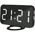 Miniatyrbild 1 av 5: Digital väckarklocka, Spegelyta klocka 6.2in LED-display med två USB-portar, automatiskt dimmerläge, skrivbords väggklocka med snooze-funktion
