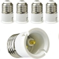 Miniatyrbilde 1 av 5: E27 til B22 Adapter for LED-pærer og halogenpærer, E27-sokkelkonverter, maksimal effekt 200W, 0~250V, 120 graders varmebestandig, 5-pakning